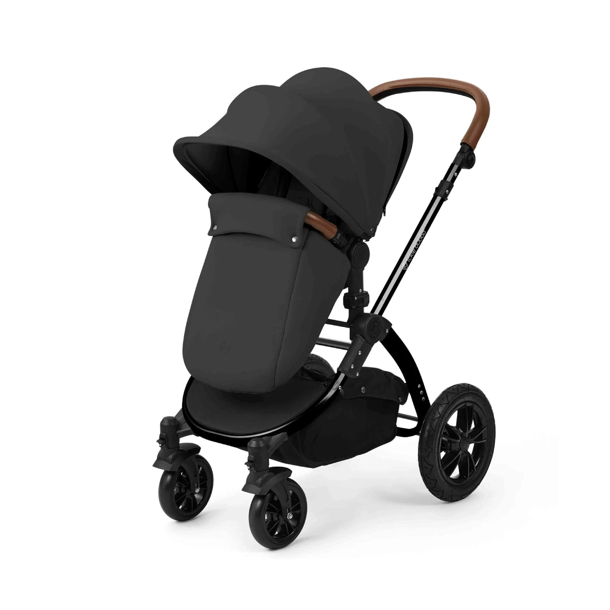 Ickle Bubba Stomp Luxe 12 Piece Travel System with i-Size Cirrus Car Seat & ISOFIX Base - Black/Charcoal Grey/Tan